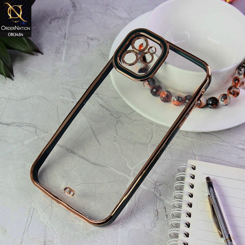 iPhone 11 Cover - Green - New Electroplated Side Borders Camera Protection Case