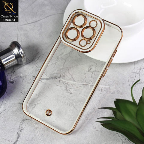 iPhone 14 Pro Cover - White - New Electroplated Side Borders Camera Protection Case