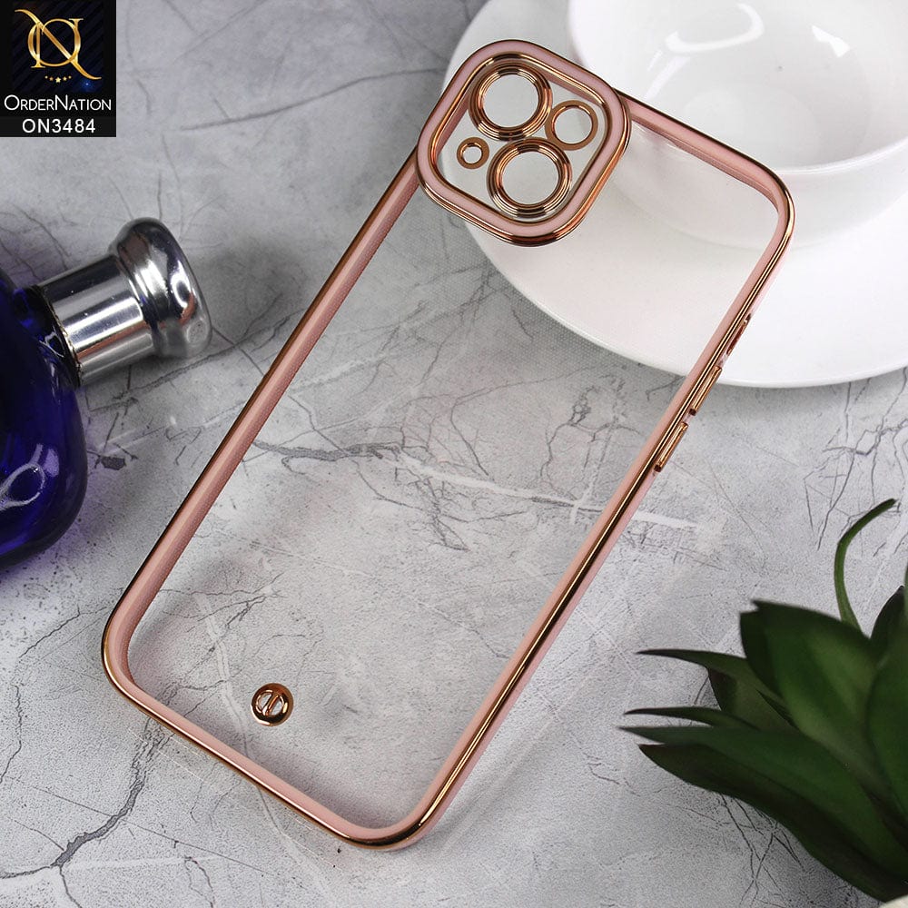 iPhone 14 Plus Cover - Pink - New Electroplated Side Borders Camera Protection Case