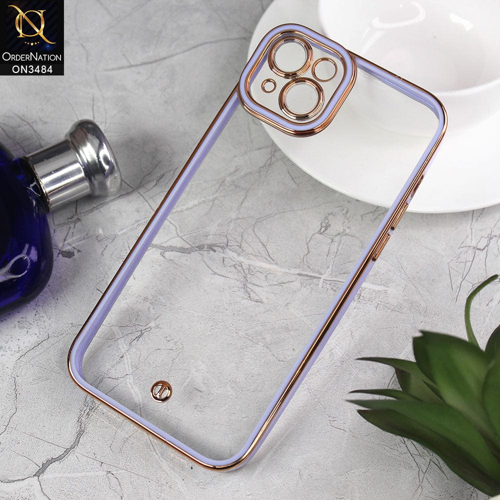 iPhone 14 Plus Cover - Purple - New Electroplated Side Borders Camera Protection Case