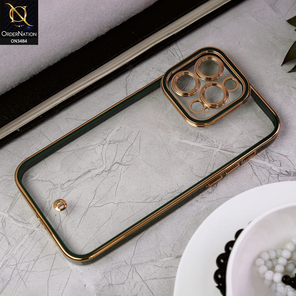 iPhone 14 Pro Max Cover - Green -New Electroplated Side Borders Camera Protection Case