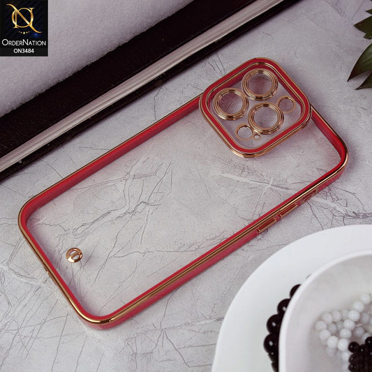 iPhone 14 Pro Max Cover - Red -New Electroplated Side Borders Camera Protection Case