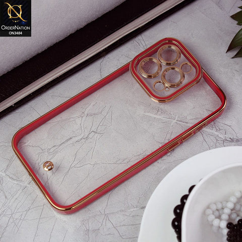 iPhone 14 Pro Max Cover - Red -New Electroplated Side Borders Camera Protection Case