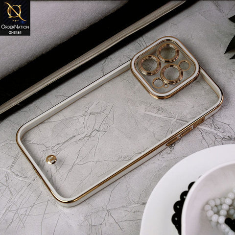 iPhone 14 Pro Max Cover - White -New Electroplated Side Borders Camera Protection Case