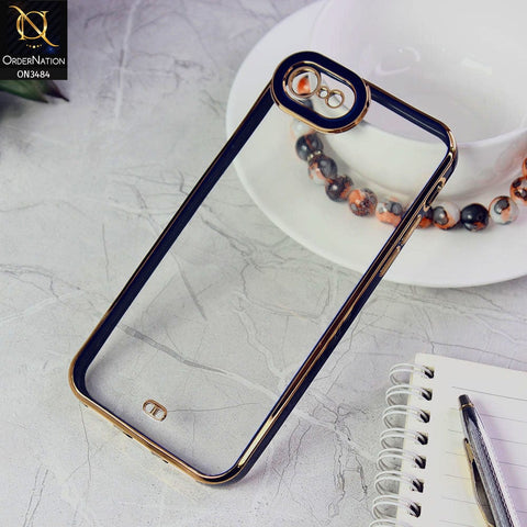 iPhone SE 2022 Cover - Blue - New Electroplated Side Borders Camera Protection Case