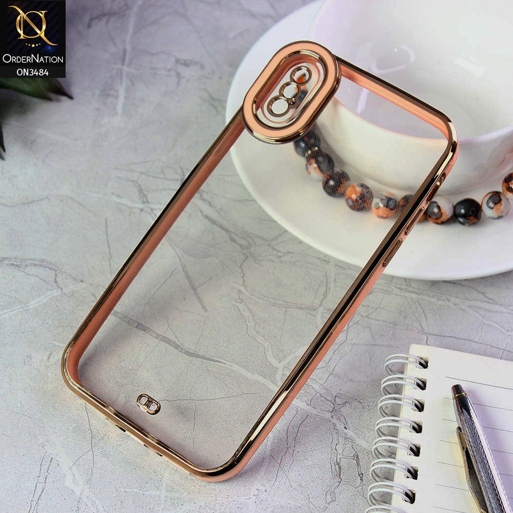 iPhone XS / X Cover - Pink - New Electroplated Side Borders Camera Protection Case