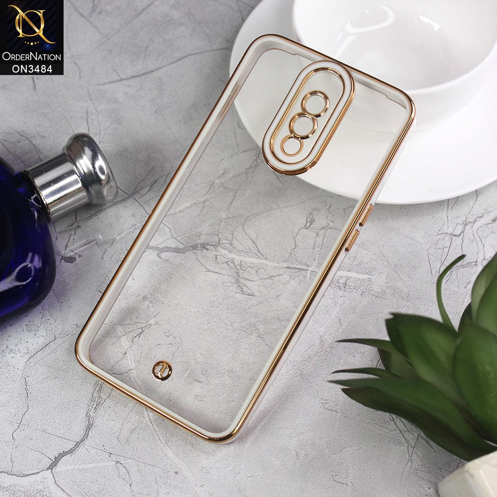 OnePlus 6T Cover - White - New Electroplated Side Borders Camera Protection Case