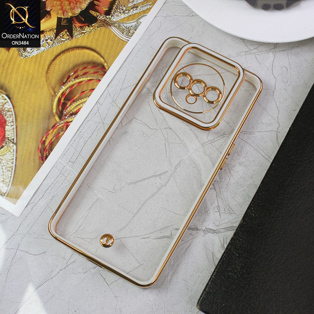 OnePlus 7T Cover - White - New Electroplated Side Borders Camera Protection Case
