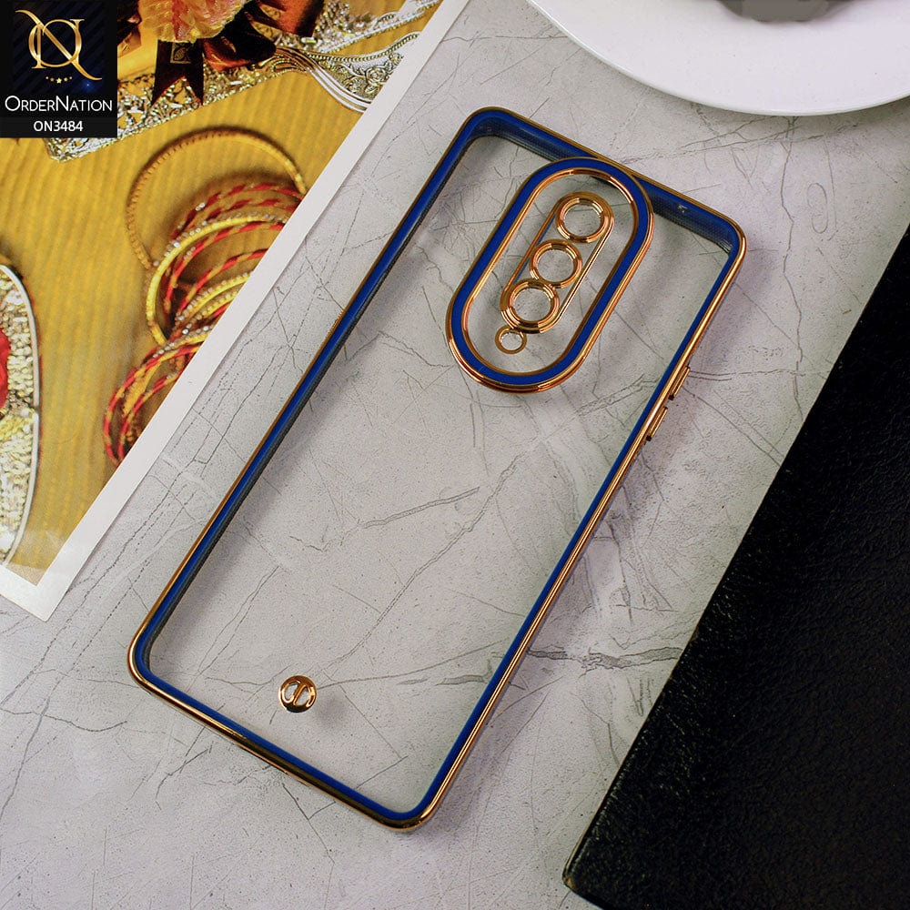 OnePlus 8 4G Cover - Blue - New Electroplated Side Borders Camera Protection Case