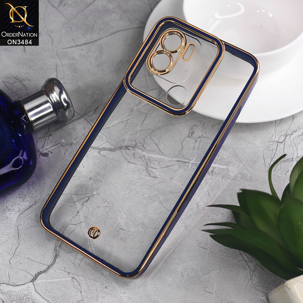 Xiaomi Redmi A1 Plus Cover - Blue - New Electroplated Side Borders Camera Protection Case