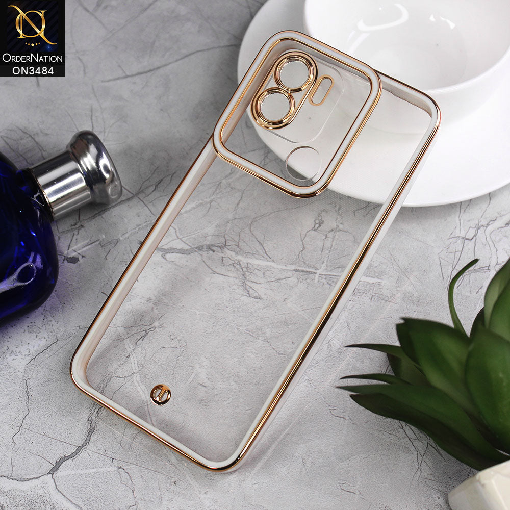 Xiaomi Redmi A1 Plus Cover - White - New Electroplated Side Borders Camera Protection Case