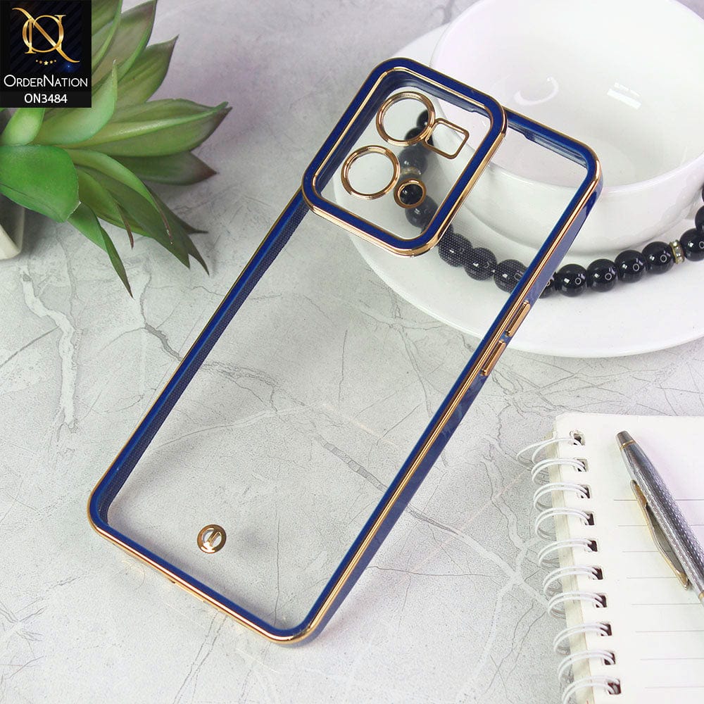 Oppo Reno 7 4G Cover - Blue - New Electroplated Side Borders Camera Protection Case