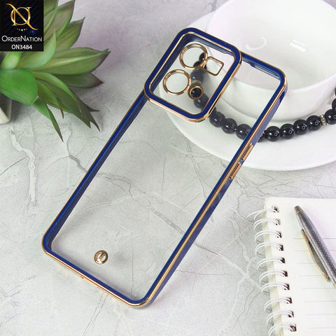 Oppo Reno 7 4G Cover - Blue - New Electroplated Side Borders Camera Protection Case