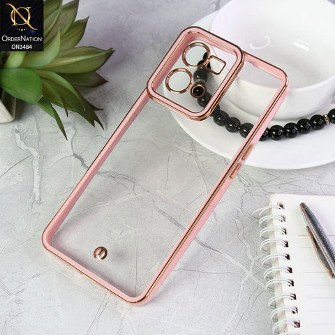 Oppo F21 Pro 4G Cover - Pink - New Electroplated Side Borders Camera Protection Case