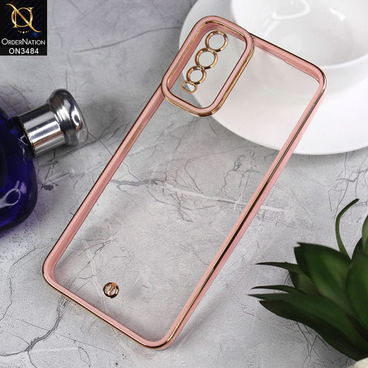 Vivo Y20i Cover - Pink - New Electroplated Side Borders Camera Protection Case