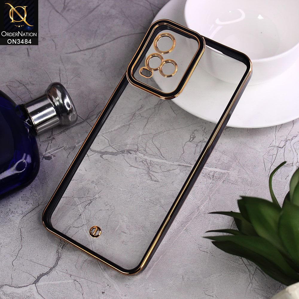 Vivo Y21t Cover - Black - New Electroplated Side Borders Camera Protection Case