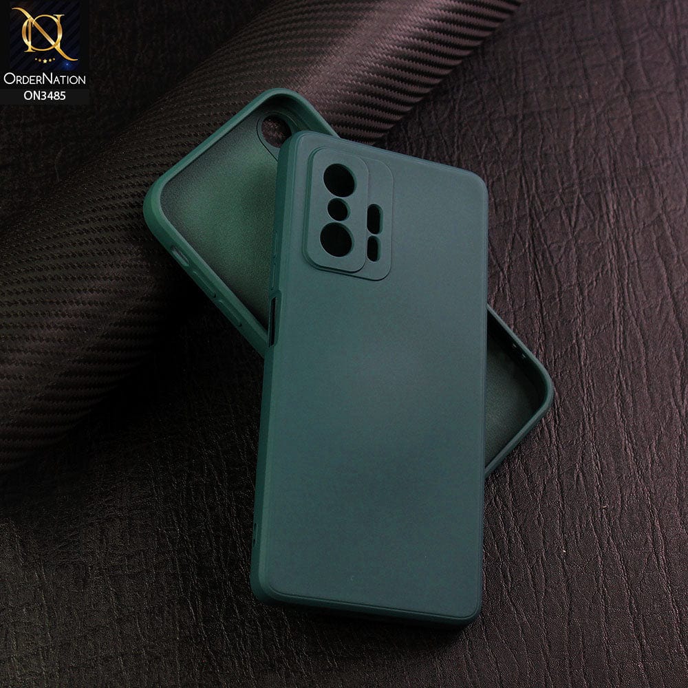 Xiaomi 11T Cover - Dark Green - ONation Silica Gel Series - HQ Liquid Silicone Elegant Colors Camera Protection Soft Case