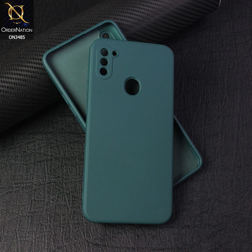 Samsung Galaxy A11 Cover - Dark Green - ONation Silica Gel Series - HQ Liquid Silicone Elegant Colors Camera Protection Soft Case