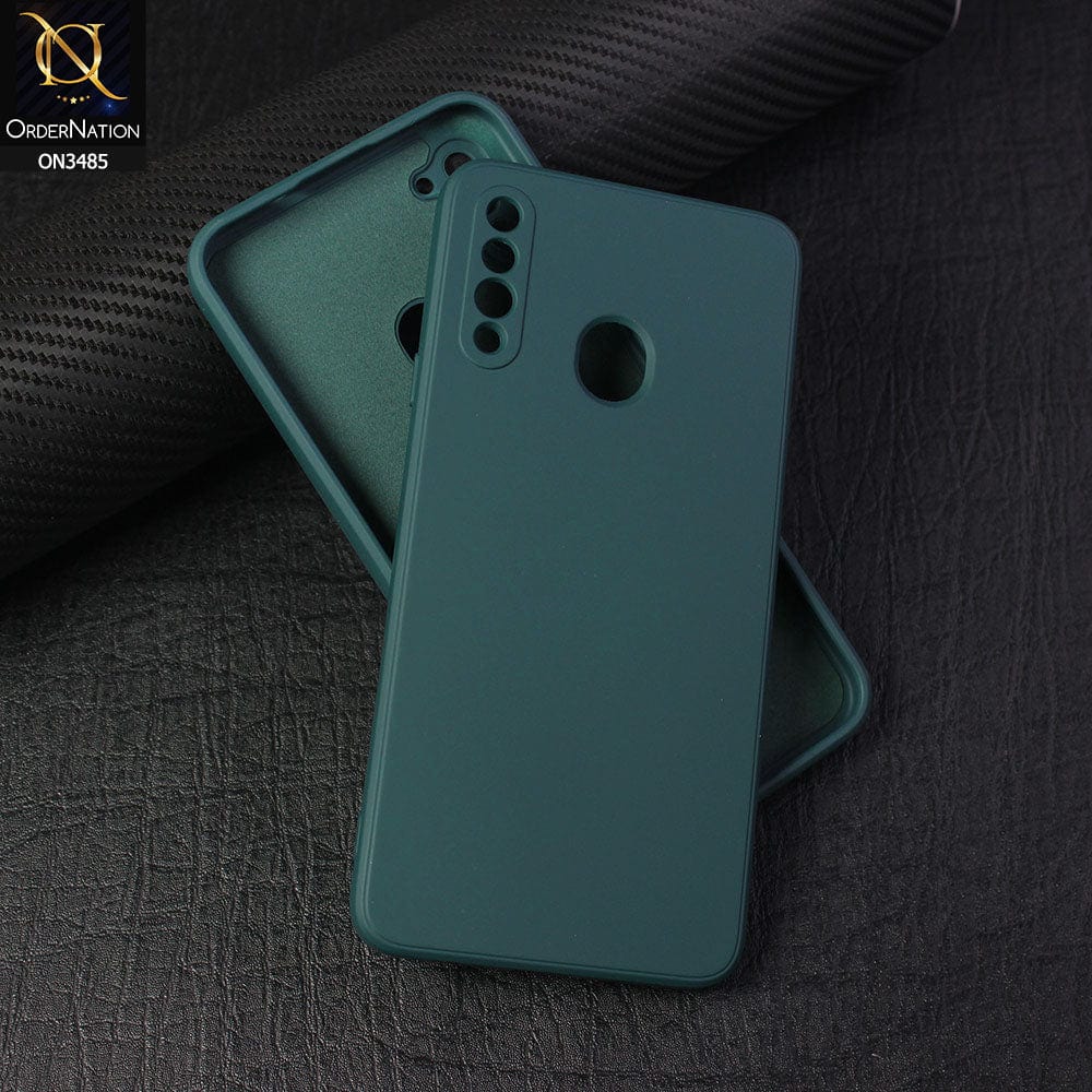 Samsung Galaxy A20s Cover - Dark Green - ONation Silica Gel Series - HQ Liquid Silicone Elegant Colors Camera Protection Soft Case