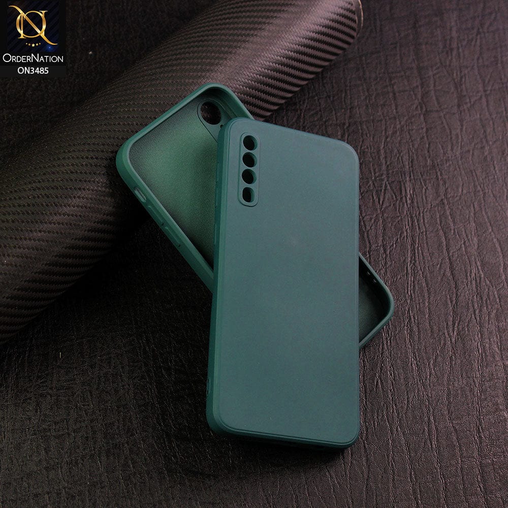 Samsung Galaxy A50s Cover - Dark Green - ONation Silica Gel Series - HQ Liquid Silicone Elegant Colors Camera Protection Soft Case