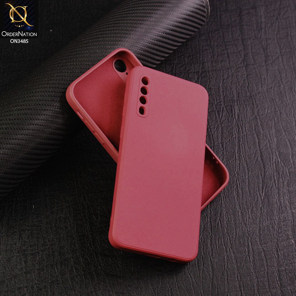 Samsung Galaxy A50s Cover - Red - ONation Silica Gel Series - HQ Liquid Silicone Elegant Colors Camera Protection Soft Case