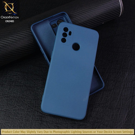 Oppo A53 Cover - Blue - ONation Silica Gel Series - HQ Liquid Silicone Elegant Colors Camera Protection Soft Case