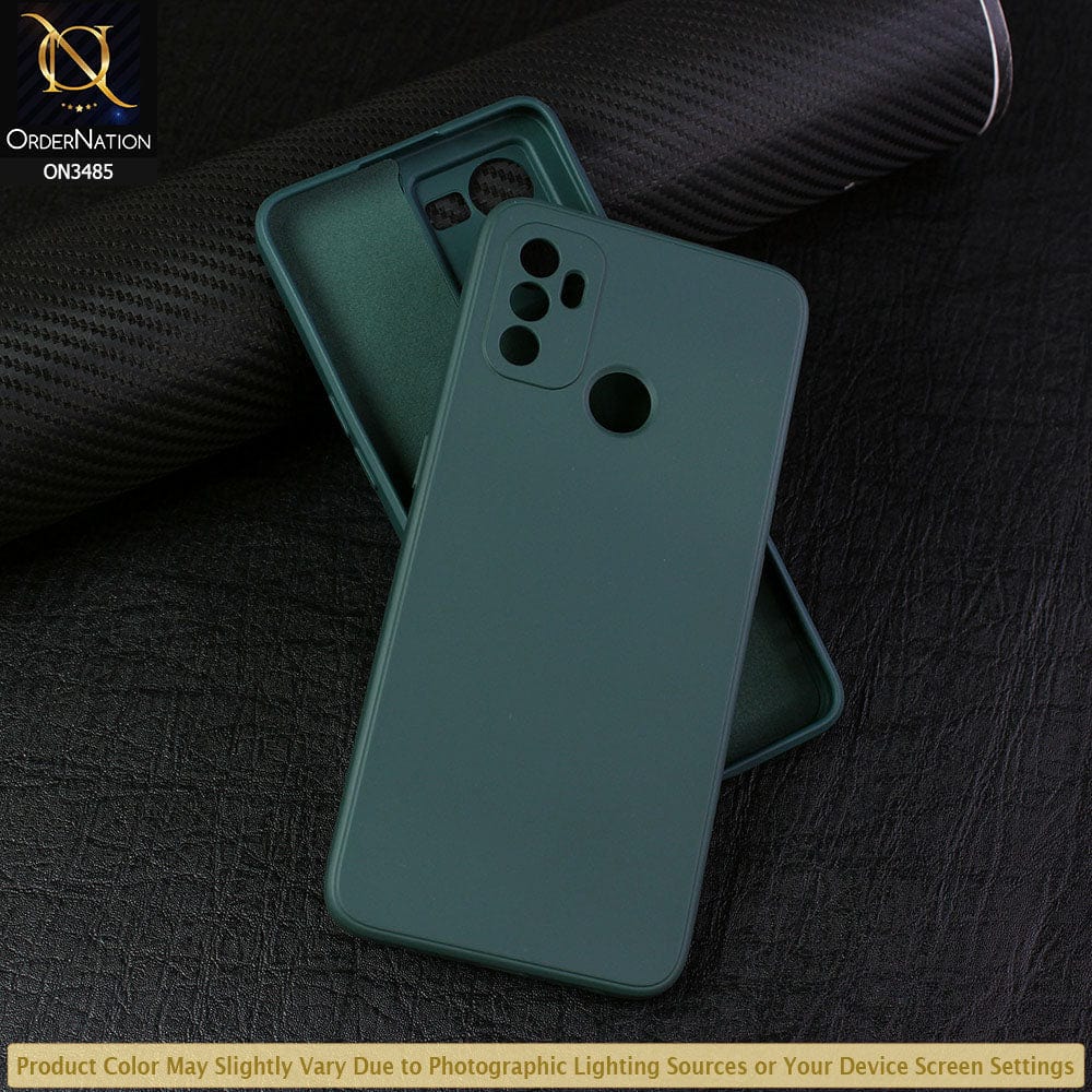 Oppo A53s Cover - Dark Green - ONation Silica Gel Series - HQ Liquid Silicone Elegant Colors Camera Protection Soft Case