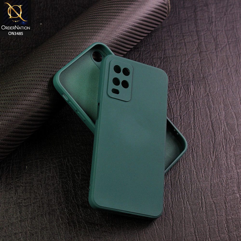 Oppo A54 4G Cover - Dark Green - ONation Silica Gel Series - HQ Liquid Silicone Elegant Colors Camera Protection Soft Case