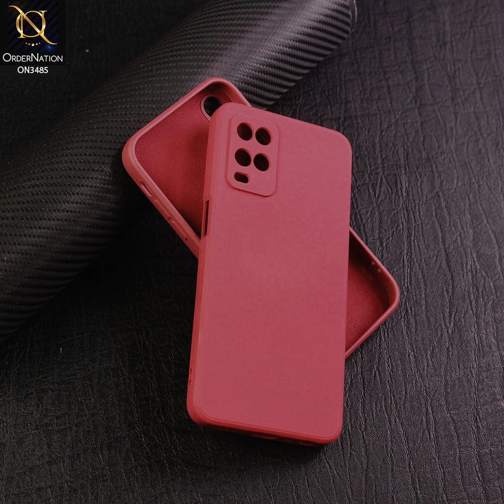 Oppo A54 4G Cover - Red - ONation Silica Gel Series - HQ Liquid Silicone Elegant Colors Camera Protection Soft Case