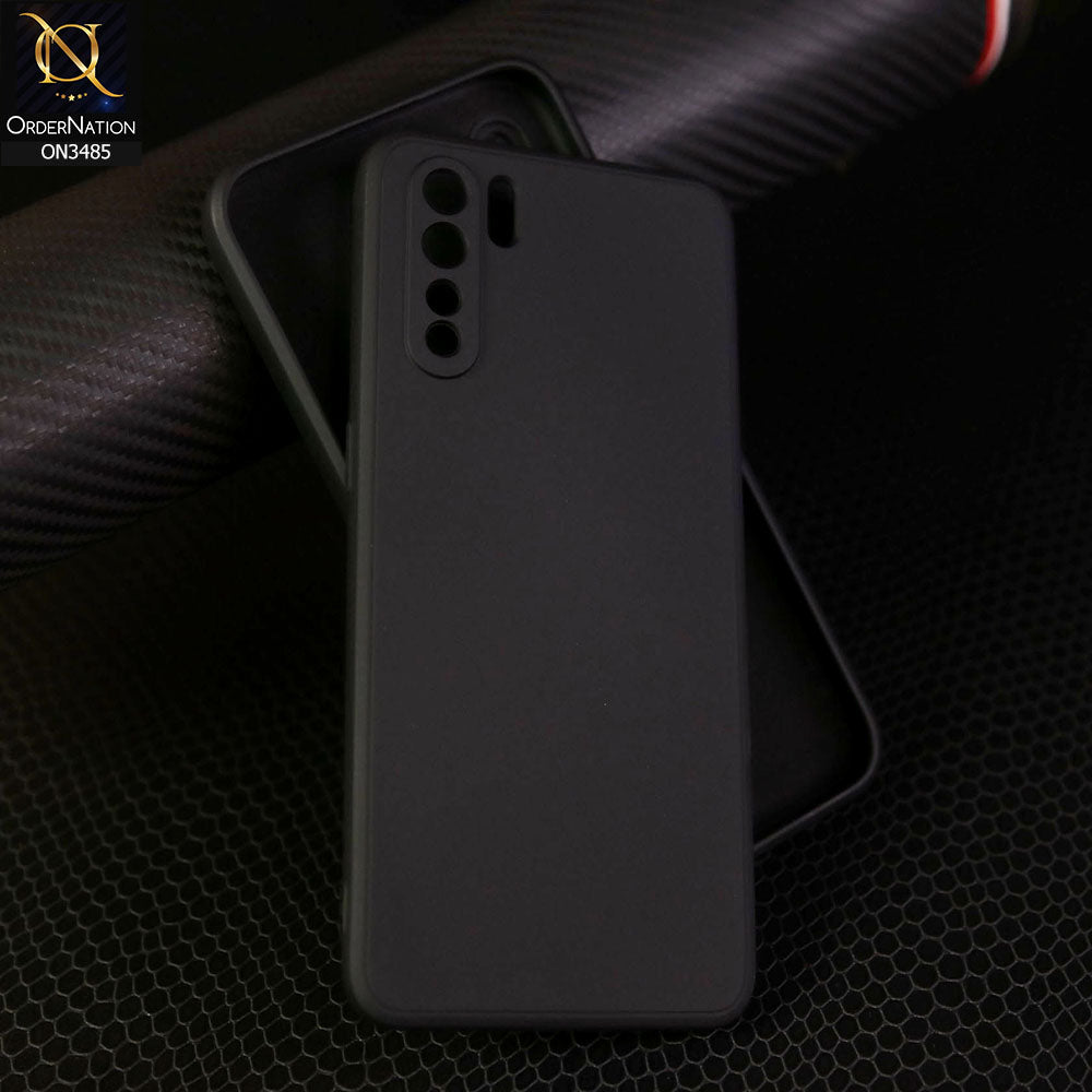 Oppo Reno 3 Cover - Black - ONation Silica Gel Series - HQ Liquid Silicone Elegant Colors Camera Protection Soft Case