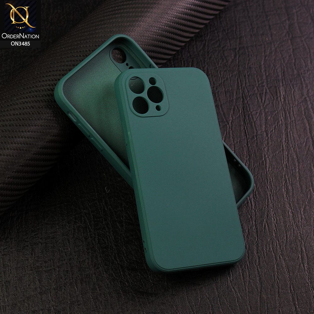 iPhone 11 Pro Cover - Dark Green - ONation Silica Gel Series - HQ Liquid Silicone Elegant Colors Camera Protection Soft Case