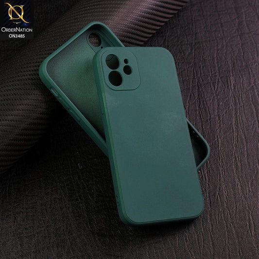 iPhone 12 Cover - Dark Green - ONation Silica Gel Series - HQ Liquid Silicone Elegant Colors Camera Protection Soft Case