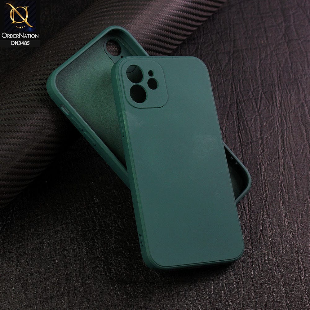 iPhone 12 Mini Cover - Dark Green - ONation Silica Gel Series - HQ Liquid Silicone Elegant Colors Camera Protection Soft Case