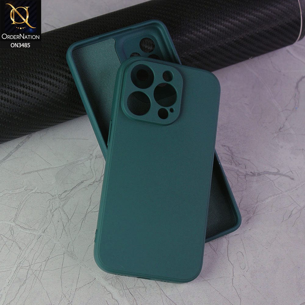 iPhone 14 Pro Cover - Dark Green - ONation Silica Gel Series - HQ Liquid Silicone Elegant Colors Camera Protection Soft Case