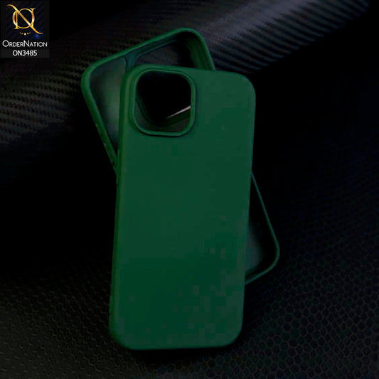 iPhone 15 Cover - Dark Green - ONation Silica Gel Series - HQ Liquid Silicone Elegant Colors Camera Protection Soft Case