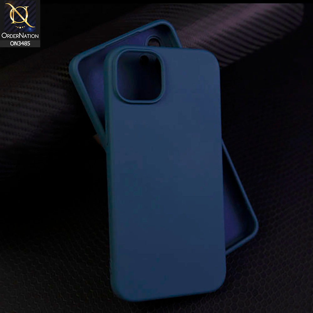 iPhone 15 Plus Cover - Blue - ONation Silica Gel Series - HQ Liquid Silicone Elegant Colors Camera Protection Soft Case