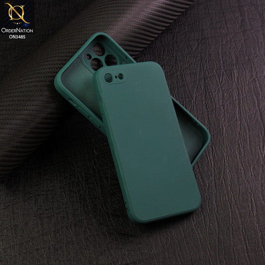 iPhone SE 2022 Cover - Dark Green - ONation Silica Gel Series - HQ Liquid Silicone Elegant Colors Camera Protection Soft Case