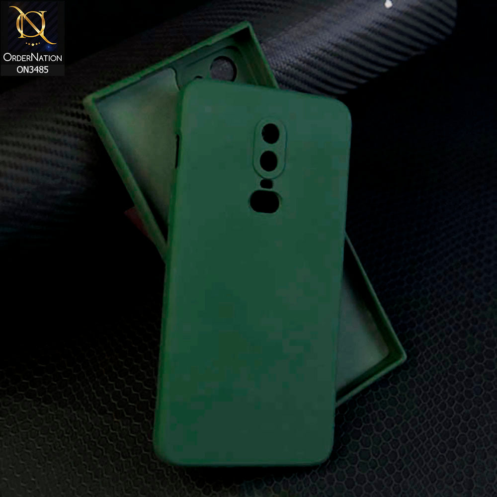 OnePlus 6 Cover - Dark Green - ONation Silica Gel Series - HQ Liquid Silicone Elegant Colors Camera Protection Soft Case