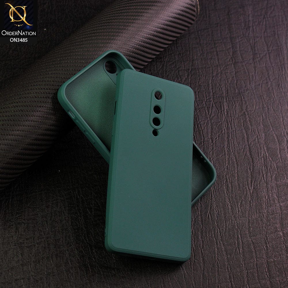 OnePlus 8 4G Cover - Dark Green - ONation Silica Gel Series - HQ Liquid Silicone Elegant Colors Camera Protection Soft Case