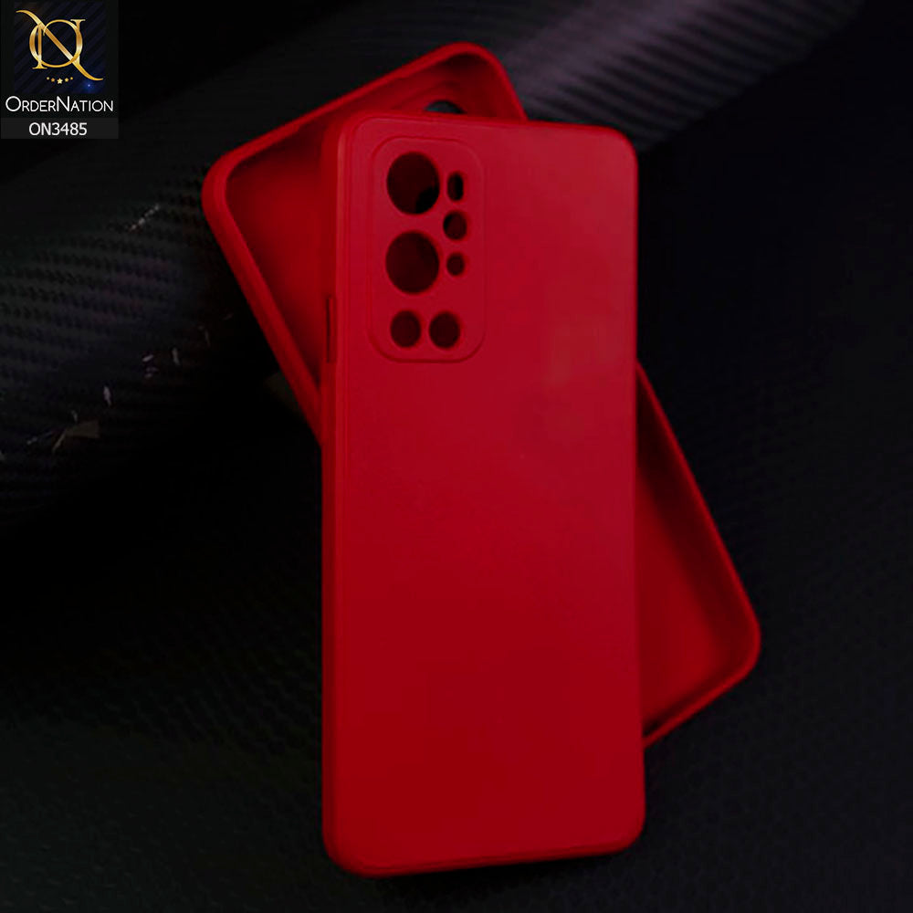 OnePlus 9 Pro Cover - Dark Red - ONation Silica Gel Series - HQ Liquid Silicone Elegant Colors Camera Protection Soft Case