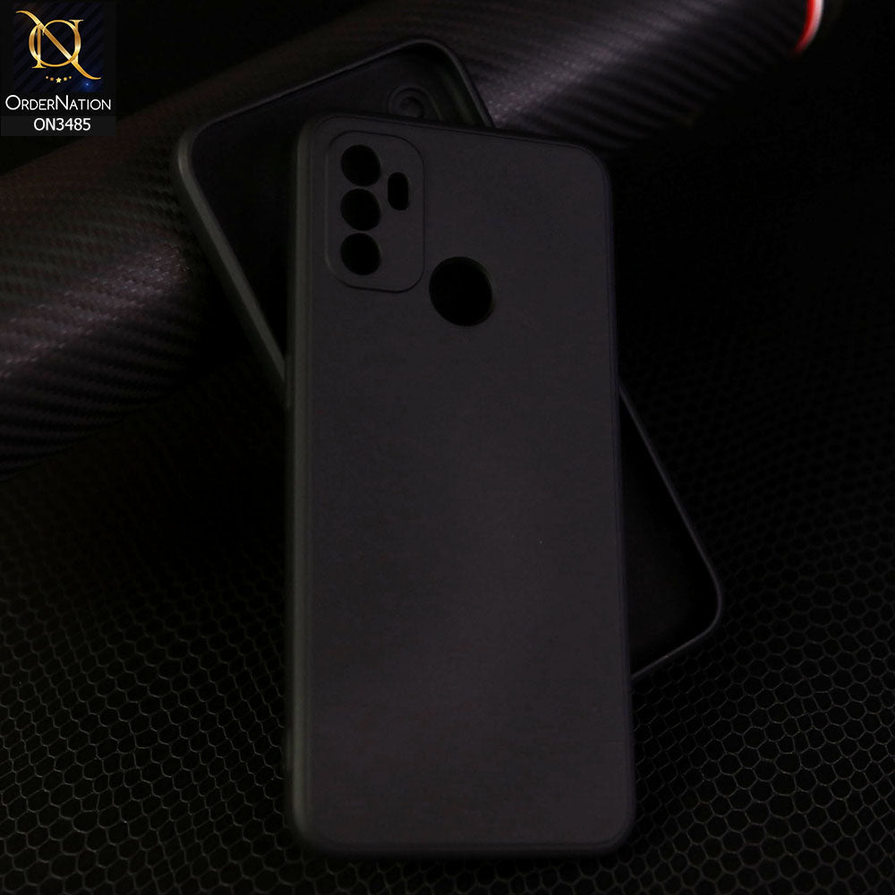 Oppo A32 Cover - Black - ONation Silica Gel Series - HQ Liquid Silicone Elegant Colors Camera Protection Soft Case