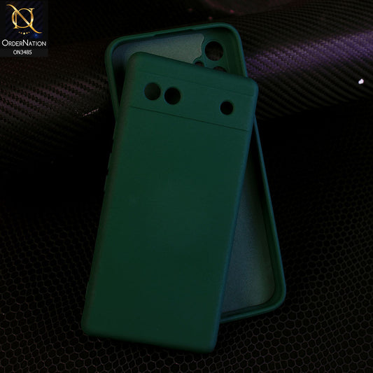 Google Pixel 6a - Dark Green - ONation Silica Gel Series - HQ Liquid Silicone Elegant Colors Camera Protection Soft Case