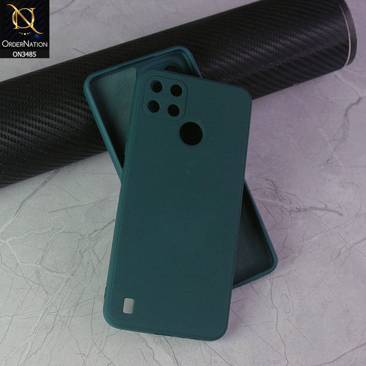 Realme C25Y Cover - Dark Green - ONation Silica Gel Series - HQ Liquid Silicone Elegant Colors Camera Protection Soft Case