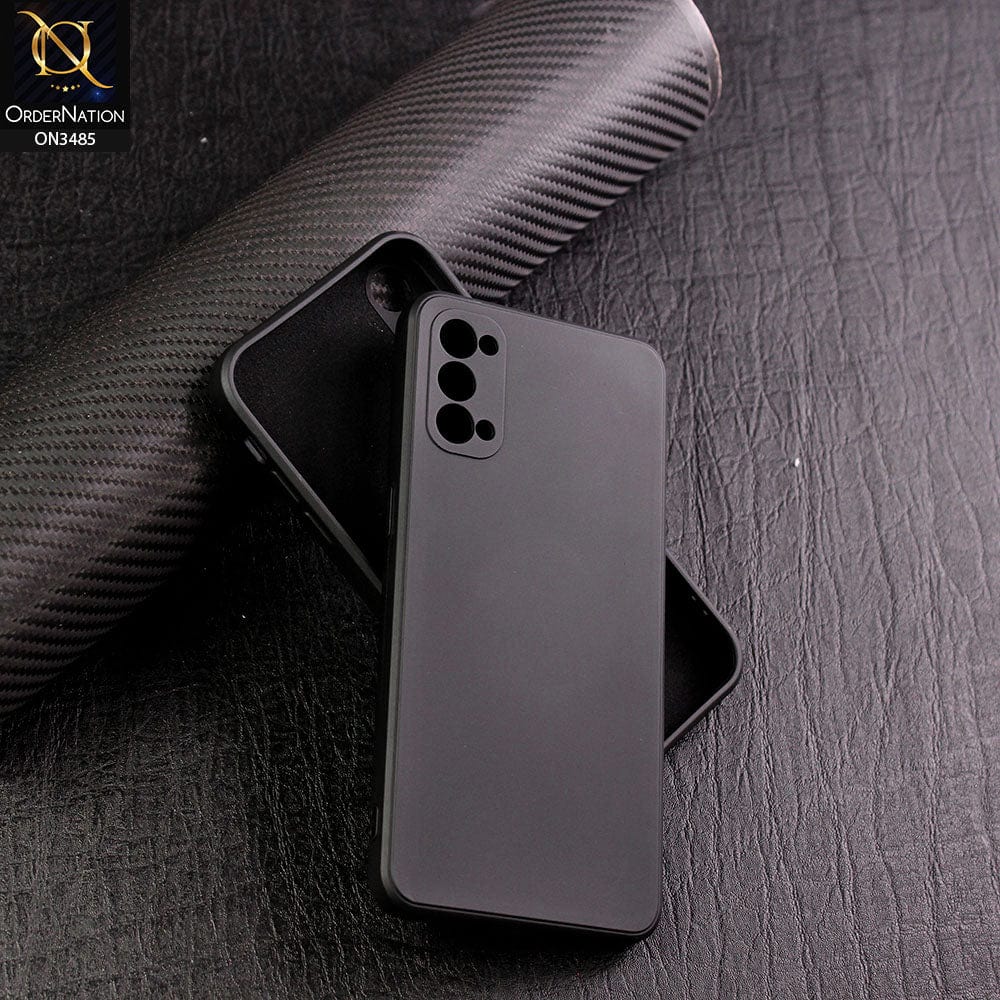 Oppo Reno 4 5G Cover - Black - ONation Silica Gel Series - HQ Liquid Silicone Elegant Colors Camera Protection Soft Case