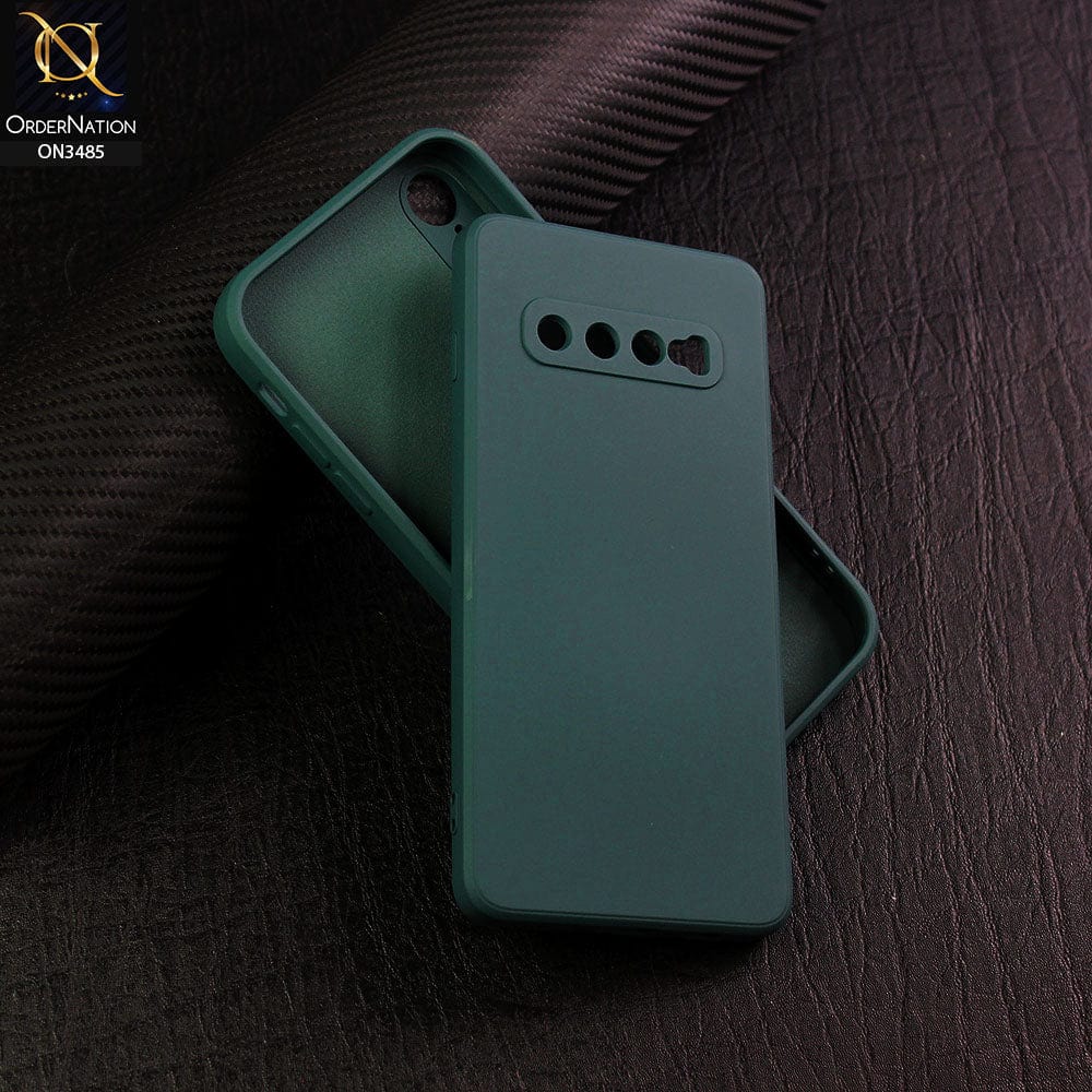 Samsung Galaxy S10 Cover - Dark Green - ONation Silica Gel Series - HQ Liquid Silicone Elegant Colors Camera Protection Soft Case