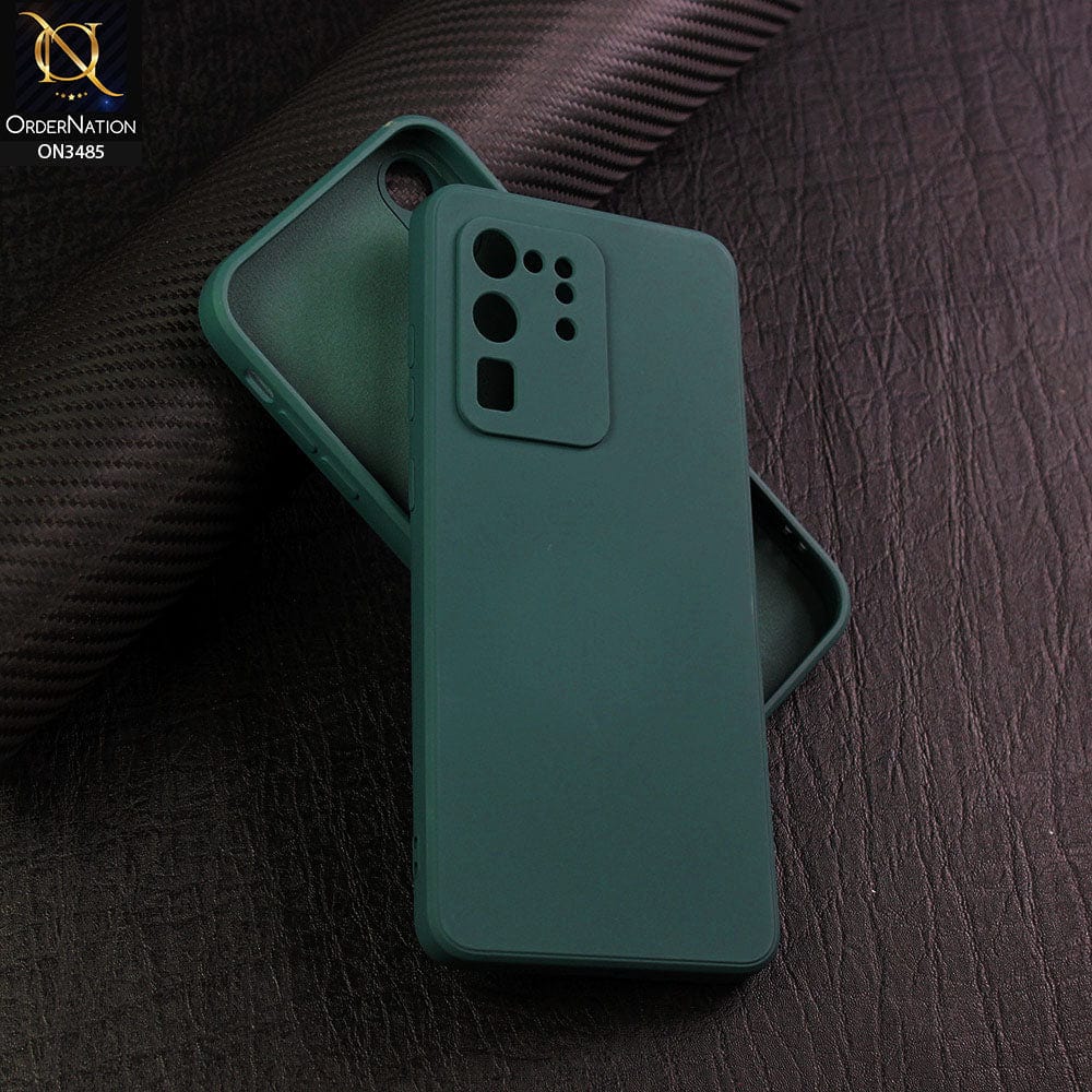 Samsung Galaxy S20 Ultra Cover - Dark Green - ONation Silica Gel Series - HQ Liquid Silicone Elegant Colors Camera Protection Soft Case