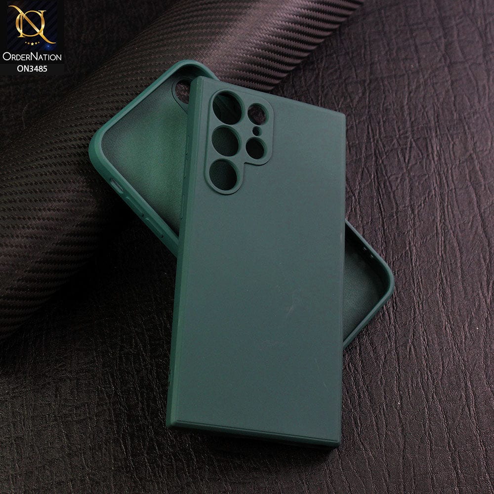 Samsung Galaxy S22 Ultra 5G Cover - Dark Green - ONation Silica Gel Series - HQ Liquid Silicone Elegant Colors Camera Protection Soft Case