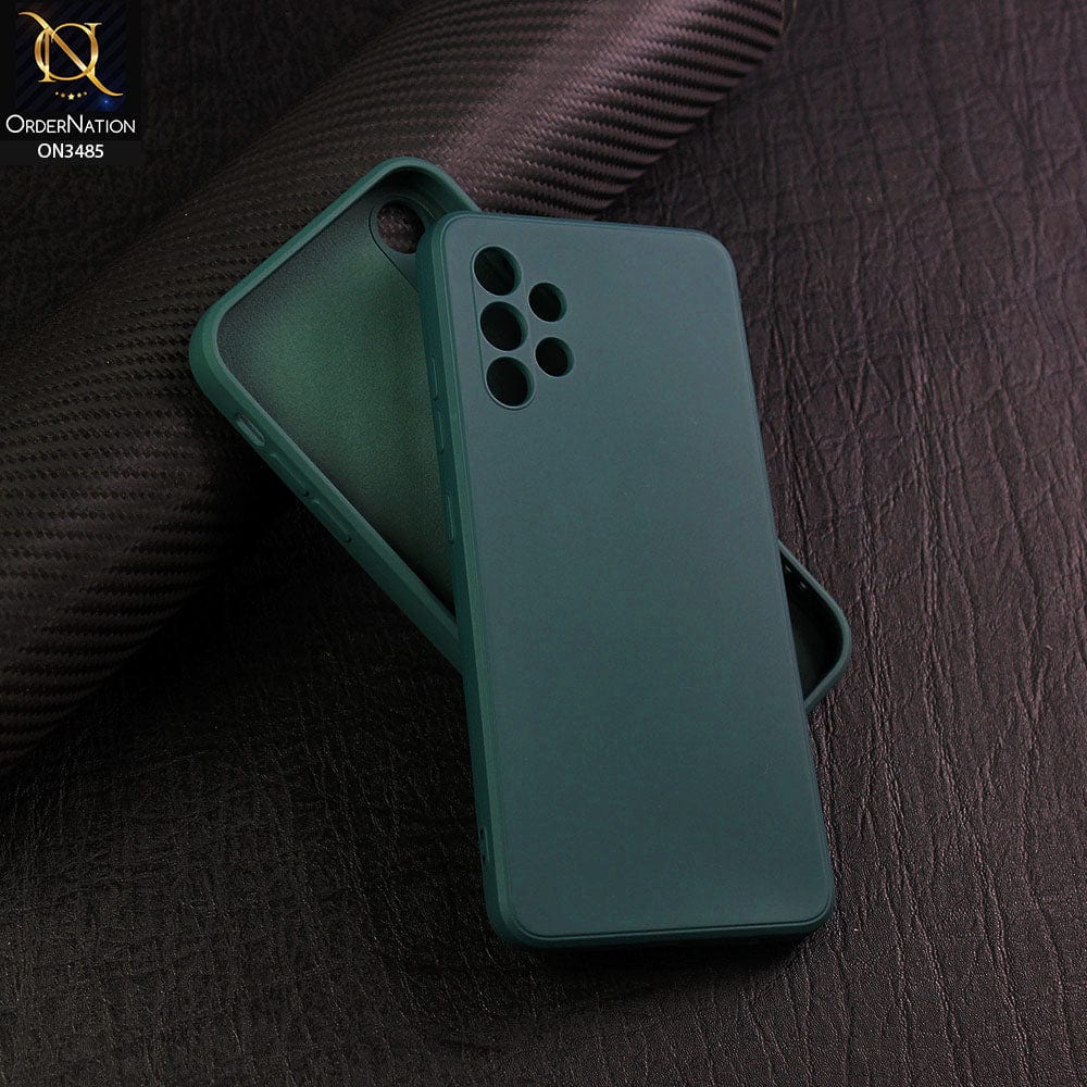 Samsung Galaxy A32 Cover - Dark Green - ONation Silica Gel Series - HQ Liquid Silicone Elegant Colors Camera Protection Soft Case