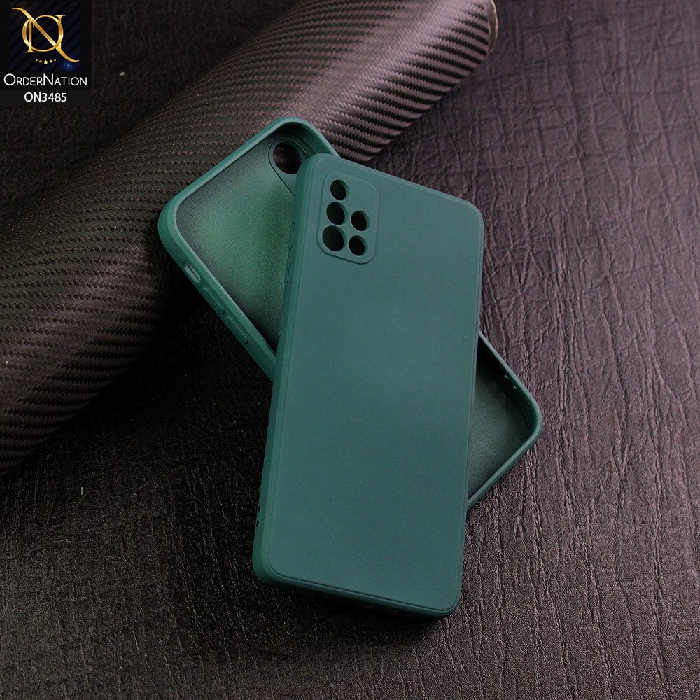 Samsung Galaxy A51 Cover - Dark Green - ONation Silica Gel Series - HQ Liquid Silicone Elegant Colors Camera Protection Soft Case