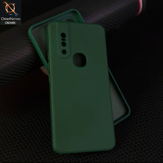 Vivo V15 Cover - Dark Green - ONation Silica Gel Series - HQ Liquid Silicone Elegant Colors Camera Protection Soft Case